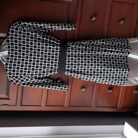 White/Black-dress. Size:4. Pattern Black & White circle link with removable belt - Picture 2 of 4